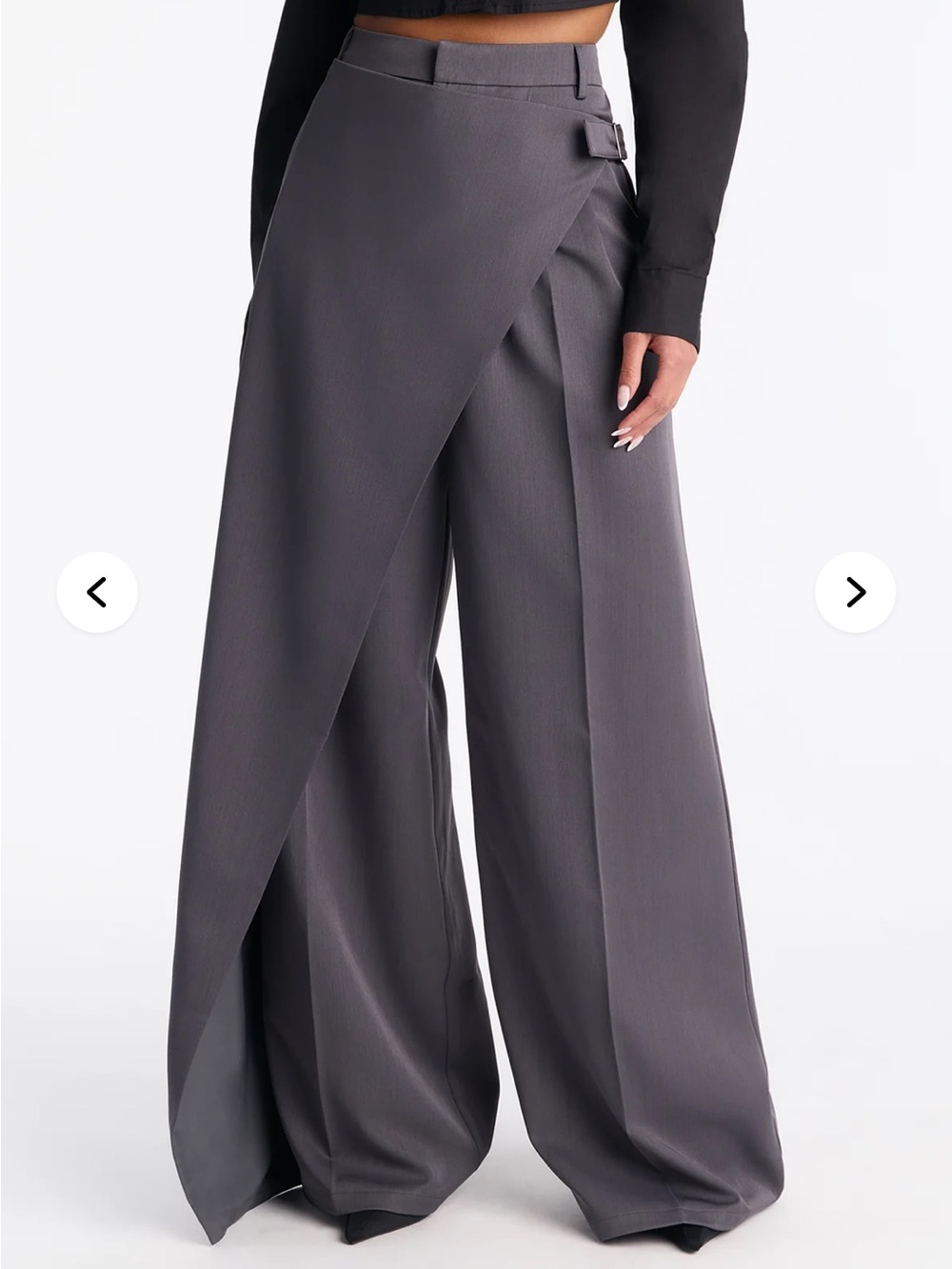 Fashion Nova Charcoal Wrap Wide Leg Pants size M